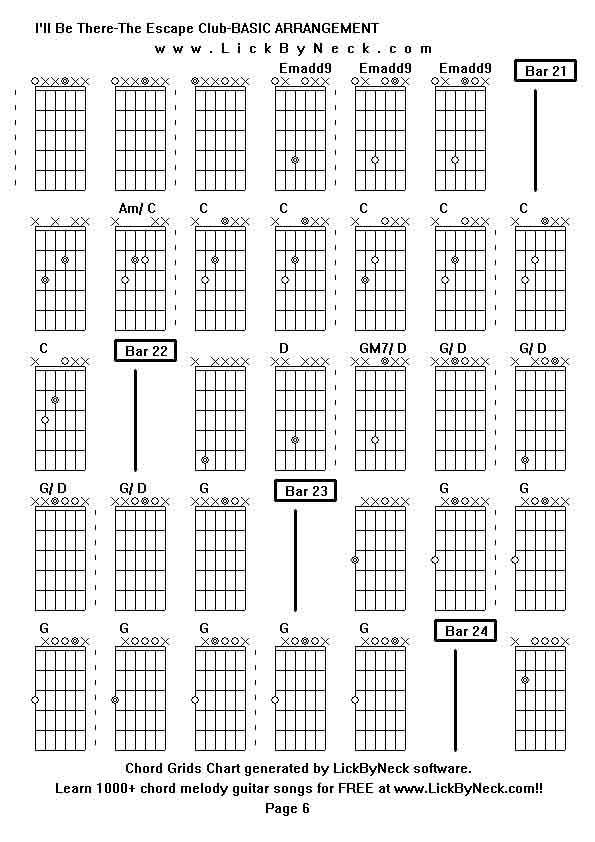 Chord Grids Chart of chord melody fingerstyle guitar song-I'll Be There-The Escape Club-BASIC ARRANGEMENT,generated by LickByNeck software.